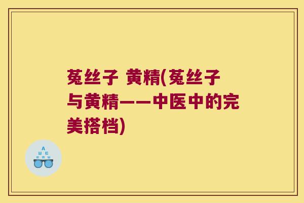 菟丝子 黄精(菟丝子与黄精——中医中的完美搭档) 菟丝子 黄精(菟丝子与黄精——中医中的完美搭档)