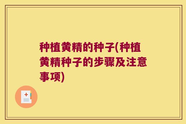 种植黄精的种子(种植黄精种子的步骤及注意事项)