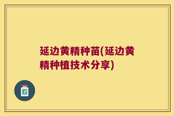 延边黄精种苗(延边黄精种植技术分享)