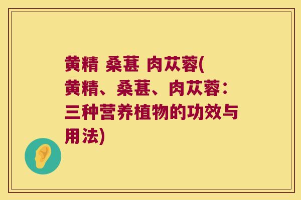 黄精 桑葚 肉苁蓉(黄精、桑葚、肉苁蓉：三种营养植物的功效与用法)