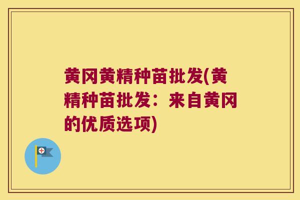 黄冈黄精种苗批发(黄精种苗批发：来自黄冈的优质选项)