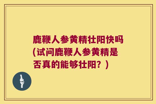 鹿鞭人参黄精壮阳快吗(试问鹿鞭人参黄精是否真的能够壮阳？)