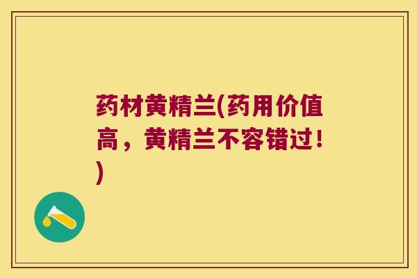 药材黄精兰(药用价值高，黄精兰不容错过！)