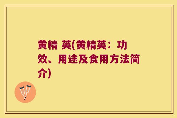 黄精 英(黄精英：功效、用途及食用方法简介)