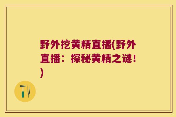 野外挖黄精直播(野外直播:探秘黄精之谜!) 野外挖黄精直播(野外直播:探秘黄精之谜!)