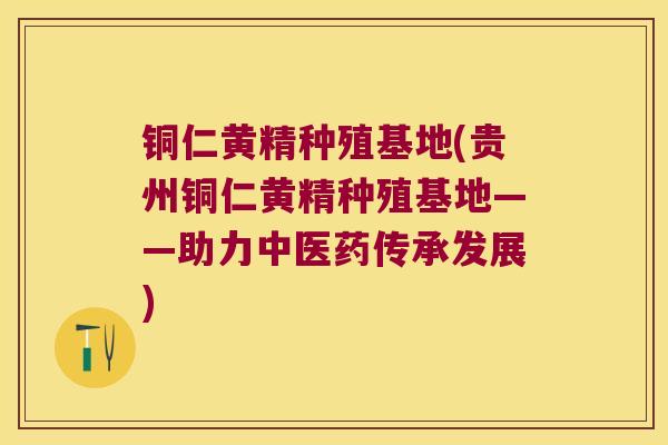 铜仁黄精种殖基地(贵州铜仁黄精种殖基地——助力中医药传承发展)