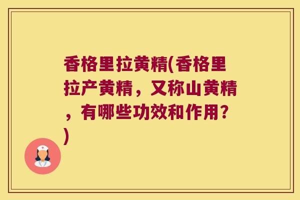 香格里拉黄精(香格里拉产黄精，又称山黄精，有哪些功效和作用？)