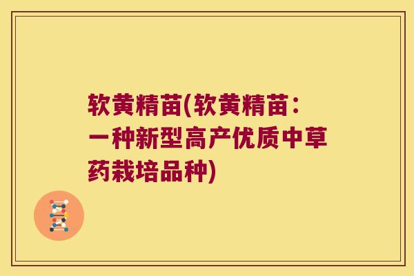 软黄精苗(软黄精苗:一种新型高产优质中草药栽培品种) 软黄精苗(软黄精苗:一种新型高产优质中草药栽培品种)