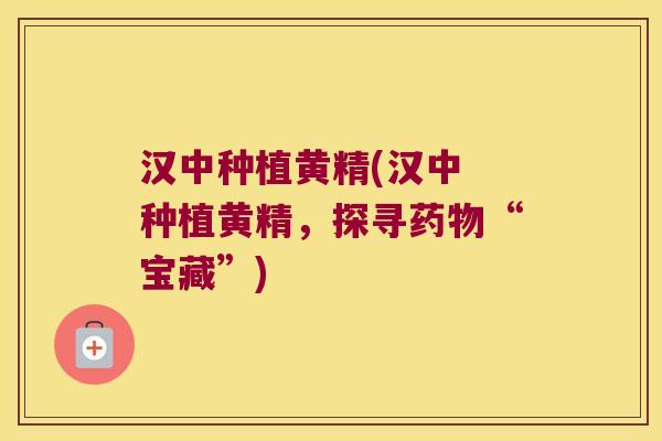 汉中种植黄精(汉中 种植黄精,探寻“宝藏”) 汉中种植黄精(汉中 种植黄精,探寻“宝藏”)