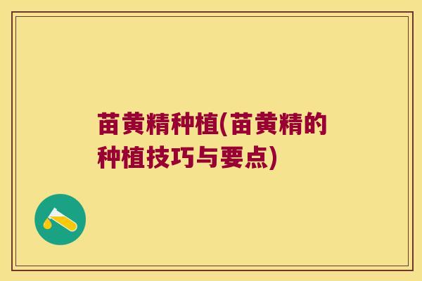 苗黄精种植(苗黄精的种植技巧与要点)