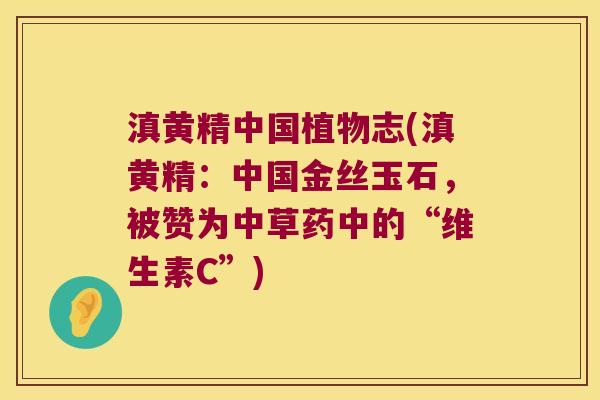 滇黄精中国植物志(滇黄精:中国金丝玉石,被赞为中草药中的“维生素C”) 滇黄精中国植物志(滇黄精:中国金丝玉石,被赞为中草药中的“维生素C”)
