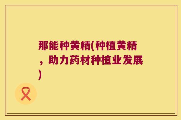 那能种黄精(种植黄精,助力药材种植业发展) 那能种黄精(种植黄精,助力药材种植业发展)