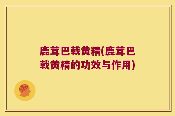 鹿茸巴戟黄精(鹿茸巴戟黄精的功效与作用)