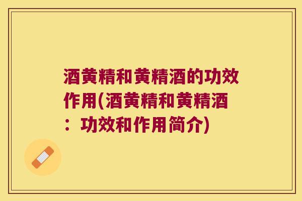 酒黄精和黄精酒的功效作用(酒黄精和黄精酒：功效和作用简介)