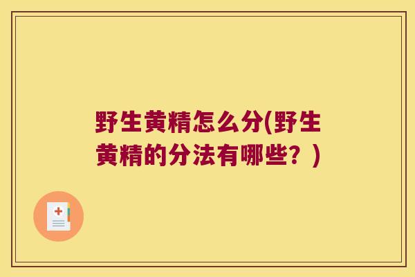 野生黄精怎么分(野生黄精的分法有哪些?) 野生黄精怎么分(野生黄精的分法有哪些?)