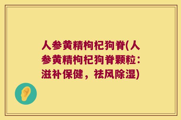人参黄精枸杞狗脊(人参黄精枸杞狗脊颗粒：滋补保健，祛风除湿)