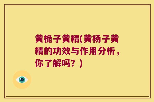 黄桅子黄精(黄杨子黄精的功效与作用分析,你了解吗?) 黄桅子黄精(黄杨子黄精的功效与作用分析,你了解吗?)