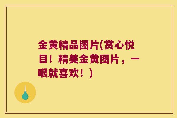 金黄精品图片(赏心悦目!精美金黄图片,一眼就喜欢!) 金黄精品图片(赏心悦目!精美金黄图片,一眼就喜欢!)