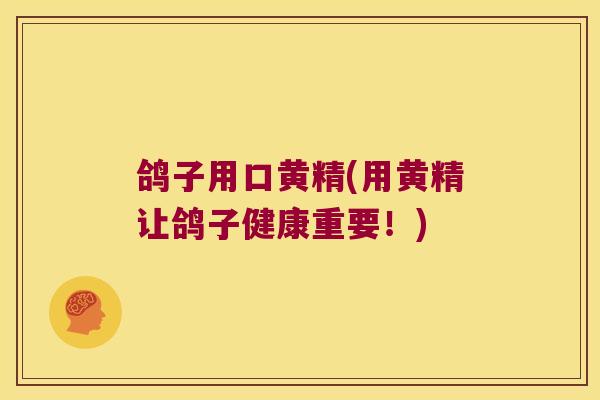 鸽子用口黄精(用黄精让鸽子健康重要！)
