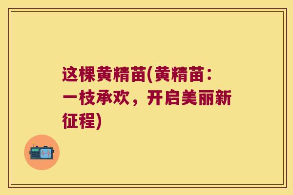 这棵黄精苗(黄精苗:一枝承欢,开启美丽新征程) 这棵黄精苗(黄精苗:一枝承欢,开启美丽新征程)
