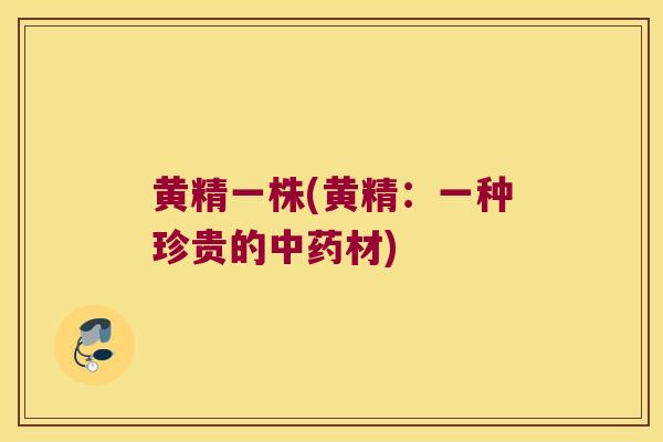 黄精一株(黄精：一种珍贵的材)