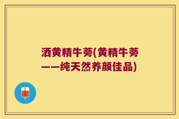洒黄精牛蒡(黄精牛蒡——纯天然养颜佳品)