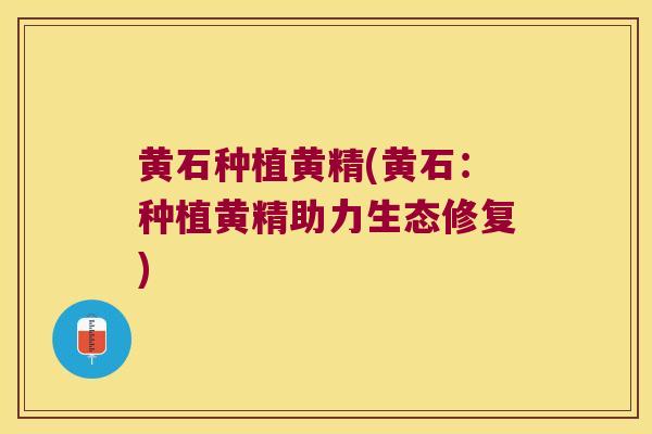 黄石种植黄精(黄石：种植黄精助力生态修复)