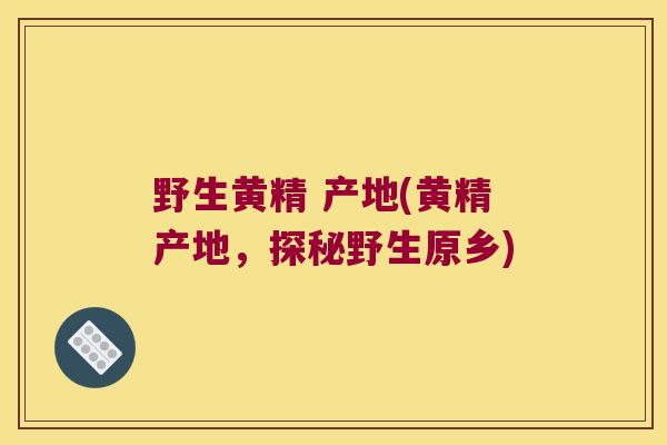 野生黄精 产地(黄精产地,探秘野生原乡) 野生黄精 产地(黄精产地,探秘野生原乡)