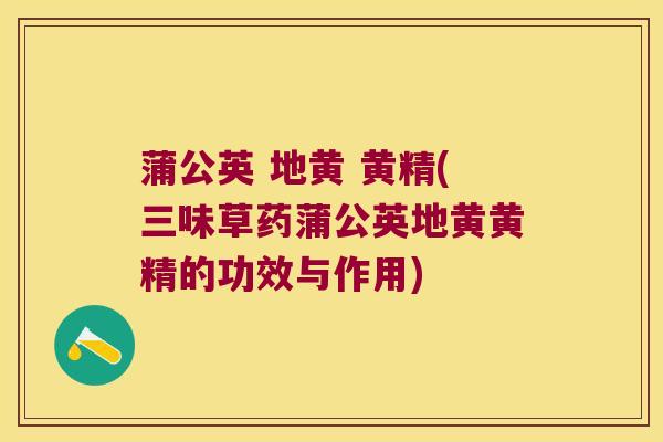 蒲公英 地黄 黄精(三味草药蒲公英地黄黄精的功效与作用)