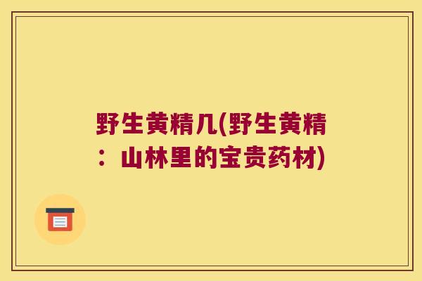 野生黄精几(野生黄精：山林里的宝贵药材)