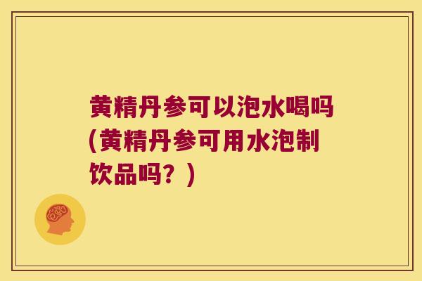 黄精丹参可以泡水喝吗(黄精丹参可用水泡制饮品吗?) 黄精丹参可以泡水喝吗(黄精丹参可用水泡制饮品吗?)