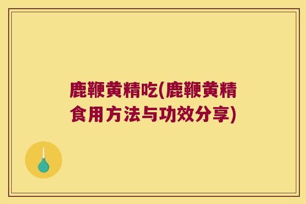 鹿鞭黄精吃(鹿鞭黄精食用方法与功效分享)