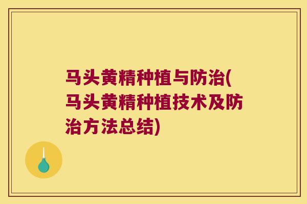 马头黄精种植与防(马头黄精种植技术及防方法总结) 马头黄精种植与防(马头黄精种植技术及防方法总结)